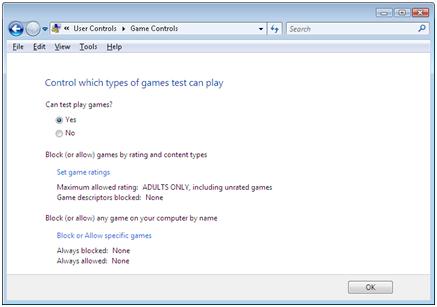 Game Controls window